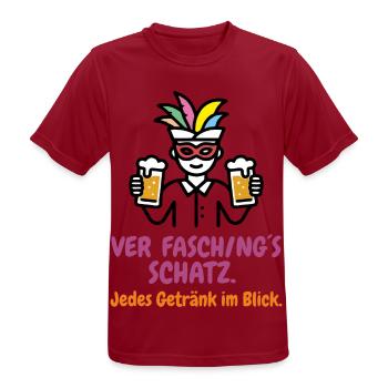 Ver-Fasching´s-Schatz: Da entgeht kein Getränk - Männer T-Shirt atmungsaktiv - Dunkelrot - Vorne - AI Model Male 178 light (178cm)