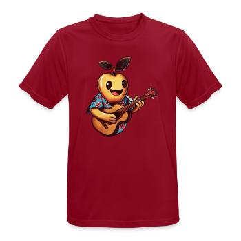 Fröhliche Frucht im Hawaiihemd mit Ukulele - Männer T-Shirt atmungsaktiv - Dunkelrot - Vorne - AI Model Male 178 light (178cm)
