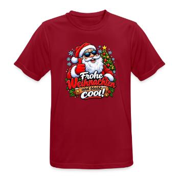 Frohe Weihnachten Bleibt Cool - Männer T-Shirt atmungsaktiv - Dunkelrot - Vorne - AI Model Male 178 light (178cm)