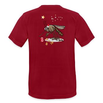 Stechmücke freut sich auf Weihnachten - Männer T-Shirt atmungsaktiv - Dunkelrot - Hinten - AI Model Male 178 light (178cm)