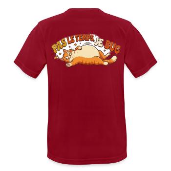 Humor-Katze – No Time I Bug - Männer T-Shirt atmungsaktiv - Dunkelrot - Hinten - AI Model Male 178 light (178cm)