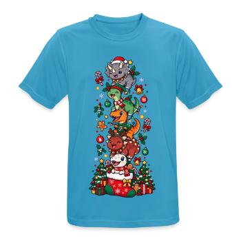 Funny Christmas T-Rex Santa Elf Snowman - Männer T-Shirt atmungsaktiv - Saphirblau - Vorne - AI Model Male 178 light (178cm)