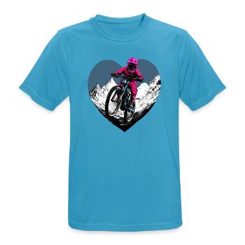 Love Bike / Mountainbiker Herz - Männer T-Shirt atmungsaktiv - Saphirblau - Vorne - AI Model Male 178 light (178cm)