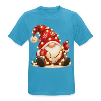 Weihnachtsgnom mit leuchtender Lichterkette - Männer T-Shirt atmungsaktiv - Saphirblau - Vorne - AI Model Male 178 light (178cm)