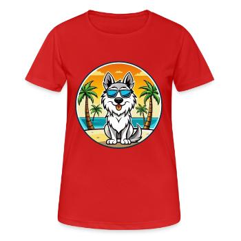 Lunettes de soleil de race de chien de berger des Carpates - T-shirt respirant Femme - rouge - Devant - AI Model Female 172 dark (172cm)