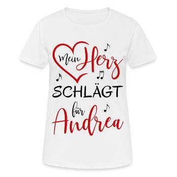 Mein Herz schlägt für Andrea - Frauen T-Shirt atmungsaktiv - Weiß - Vorne - AI Model Female 172 dark (172cm)