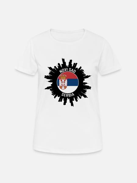 Novi Sad Skyline Serbien Flagge Reise Souvenir - Frauen T-Shirt atmungsaktiv - Weiß