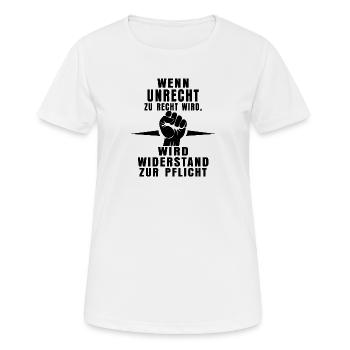 Reconnaître l’injustice – faire preuve de résistance - T-shirt respirant Femme - blanc - Devant - AI Model Female 172 dark (172cm)