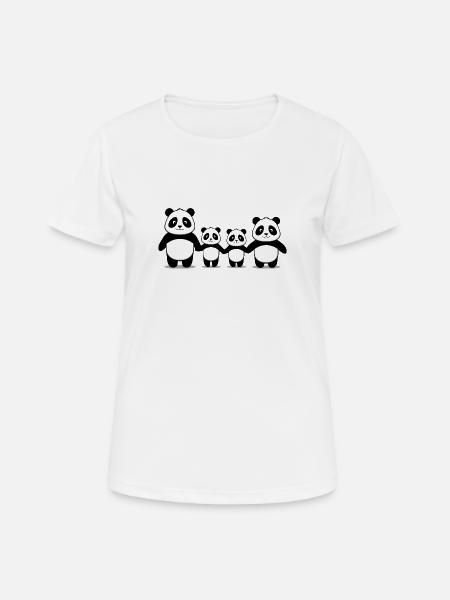 Familia Pandas - 2 Padres 2 Gemelos - Dame T-shirt svedtransporterende - hvid