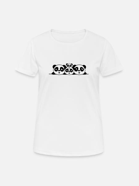 Pandas familie 2 foreldre 2 barn - Dame T-shirt svedtransporterende - hvid