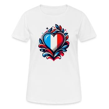 Coeur drapeau Français - T-shirt respirant Femme - blanc - Devant - AI Model Female 172 dark (172cm)