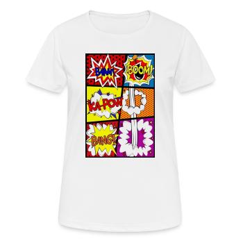 Comicstrip Comic-Strip Comic - Frauen T-Shirt atmungsaktiv - Weiß - Vorne - AI Model Female 172 dark (172cm)