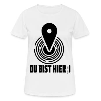 Vous êtes ici, votre position actuelle - T-shirt respirant Femme - blanc - Devant - AI Model Female 172 dark (172cm)