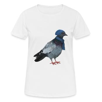 Taube mit Mütze und Schal - Wintertaube - Frauen T-Shirt atmungsaktiv - Weiß - Vorne - AI Model Female 172 dark (172cm)