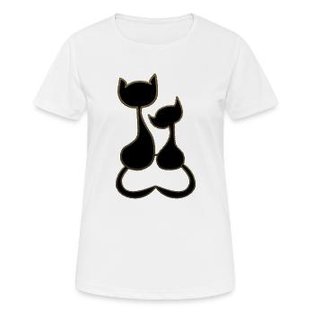 verliebte Katzen  - Frauen T-Shirt atmungsaktiv - Weiß - Vorne - AI Model Female 172 dark (172cm)