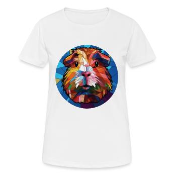 Meerschweinchen Bunte Aquarell-Tierillustration - Frauen T-Shirt atmungsaktiv - Weiß - Vorne - AI Model Female 172 dark (172cm)