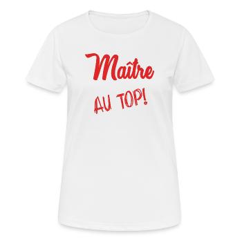 MAÎTRE. MAITRE. MERCI. MERCI MAÎTRE - T-shirt respirant Femme - blanc - Devant - AI Model Female 172 dark (172cm)