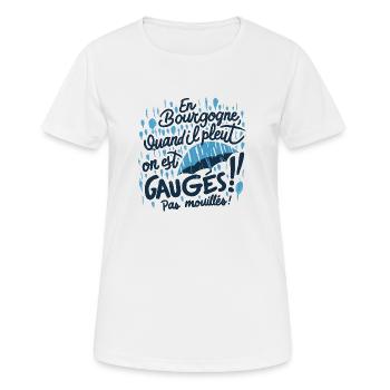 Bourgogne sous la pluie: pas mouillés - T-shirt respirant Femme - blanc - Devant - AI Model Female 172 dark (172cm)