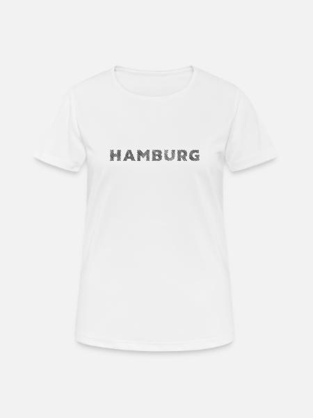 Hambourg Lettrage de la ville allemande Hatching - T-shirt respirant Femme - blanc