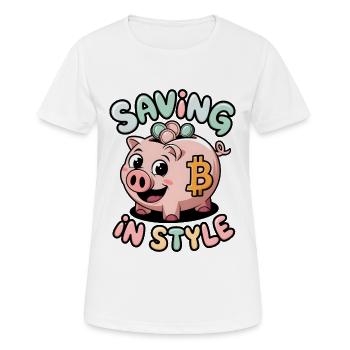 Économiser avec style - T-shirt respirant Femme - blanc - Devant - AI Model Female 172 dark (172cm)