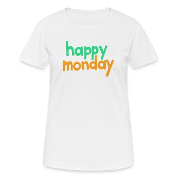 happy monday - Women's Breathable T-Shirt - white - Front - AI Model Female 172 dark (172cm)