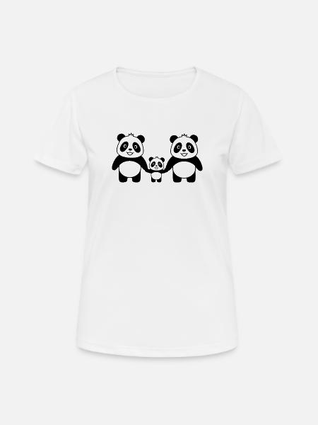 Famille Pandas - 2 parents 1 enfant - Dame T-shirt svedtransporterende - hvid