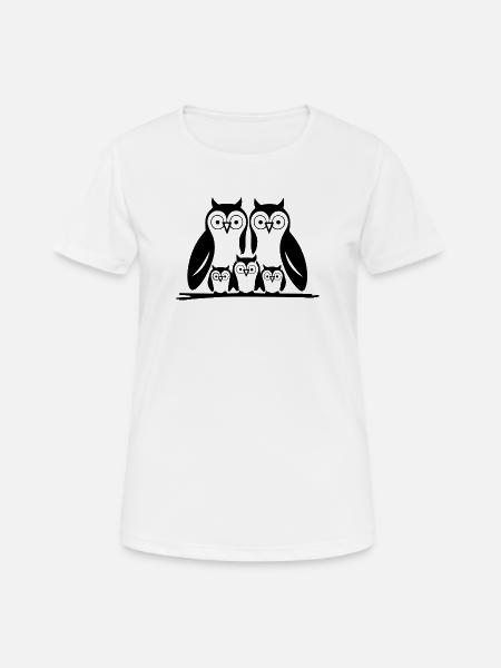 Famille Chouettes - 2 parents 3 enfants - Dame T-shirt svedtransporterende - hvid