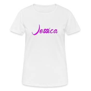 Jessica Neon Script Pink - Frauen T-Shirt atmungsaktiv - Weiß - Vorne - AI Model Female 172 dark (172cm)
