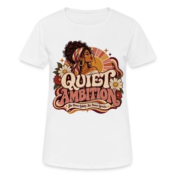 Stille Retro-Ambition – Macht braucht keine Öffentlichkeit - Frauen T-Shirt atmungsaktiv - Weiß - Vorne - AI Model Female 172 dark (172cm)