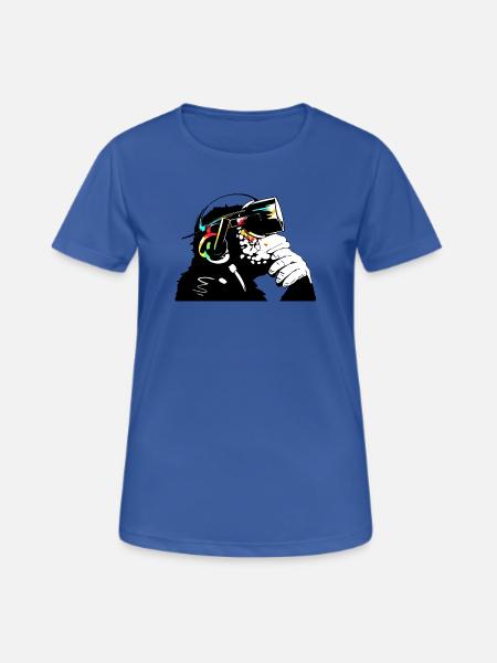 Monksy - Affe mit Virtual Reality Brille - Frauen T-Shirt atmungsaktiv - Royalblau