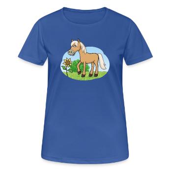 Lustiges Pferd auf Wiese - Frauen T-Shirt atmungsaktiv - Royalblau - Vorne - AI Model Female 172 light (172cm)