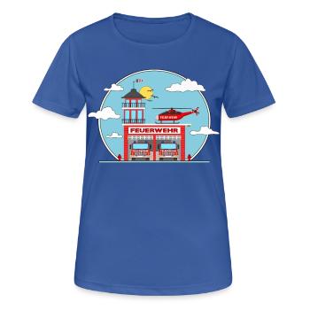 Hélicoptère et camion de pompiers - T-shirt respirant Femme - bleu royal - Devant - AI Model Female 172 light (172cm)