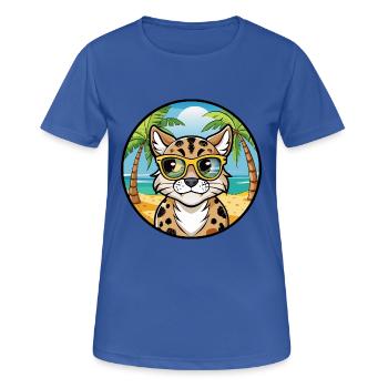 Australian Spotted Mist Cat Breed Cartoon Beach - Women's Breathable T-Shirt - royal blue - Front - AI Model Female 172 light (172cm)