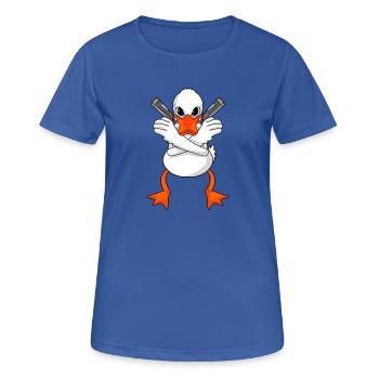 Ente mit Pistole - Frauen T-Shirt atmungsaktiv - Royalblau - Vorne - AI Model Female 172 light (172cm)