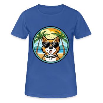 Cao De Castro Laboreiro Race De Chien Dessin Animé Plage - T-shirt respirant Femme - bleu royal - Devant - AI Model Female 172 light (172cm)