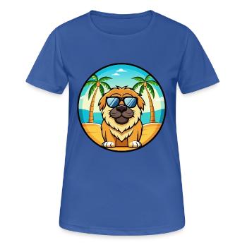 Tibetische Dogge Hunderasse Cartoon Sonnenbrille Strand - Frauen T-Shirt atmungsaktiv - Royalblau - Vorne - AI Model Female 172 light (172cm)