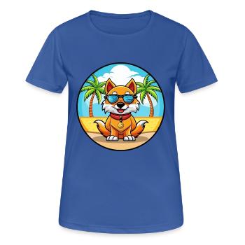Chinese Imperial Dog Breed Cartoon Sunglass Beach - Women's Breathable T-Shirt - royal blue - Front - AI Model Female 172 light (172cm)
