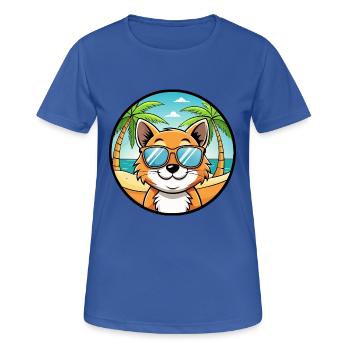 Bambino Katzenrasse Cartoon Sonnenbrille Strand - Frauen T-Shirt atmungsaktiv - Royalblau - Vorne - AI Model Female 172 light (172cm)