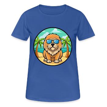 Tibetische Dogge Hunderasse Cartoon Sonnenbrille Strand - Frauen T-Shirt atmungsaktiv - Royalblau - Vorne - AI Model Female 172 light (172cm)