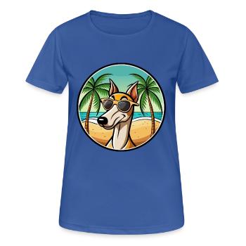 Old Croatian Sighthound Dog Breed Cartoon Beach - Women's Breathable T-Shirt - royal blue - Front - AI Model Female 172 light (172cm)