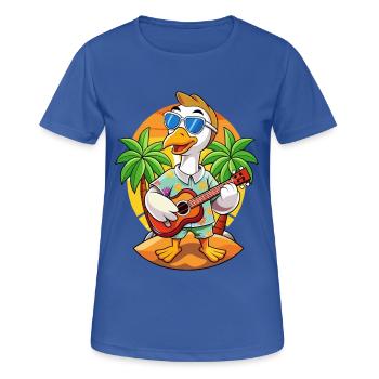 Drôle Cygne Dessin Animé Plage D’été Lunettes De Soleil Guitare - T-shirt respirant Femme - bleu royal - Devant - AI Model Female 172 light (172cm)