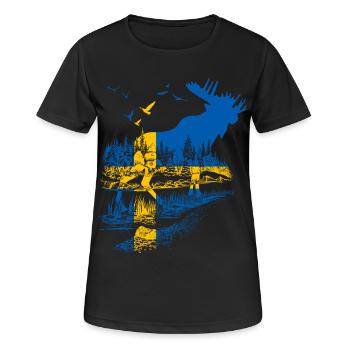 SCHWEDEN ELCH - Frauen T-Shirt atmungsaktiv - Schwarz - Vorne - AI Model Female 172 light (172cm)