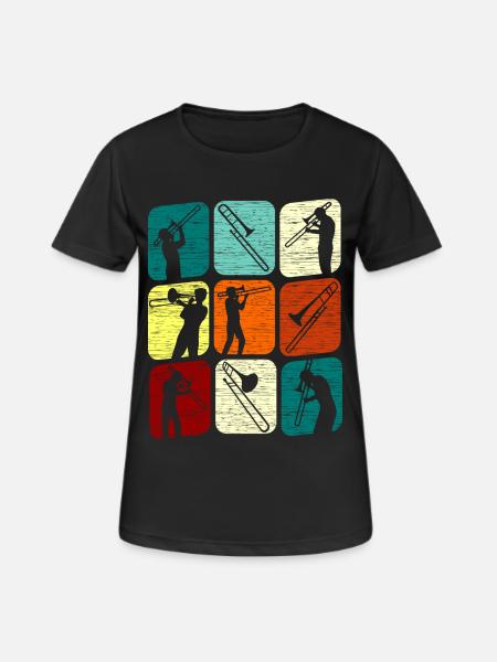 Posaunespieler Posaunist Posaune Retro - Frauen T-Shirt atmungsaktiv - Schwarz