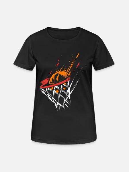 Basketball Korbleger in Flammen - Frauen T-Shirt atmungsaktiv - Schwarz