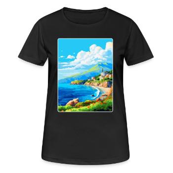 Péninsule de Mani Grèce Affiche de voyage vintage WPA - T-shirt respirant Femme - noir - Devant - AI Model Female 172 light (172cm)