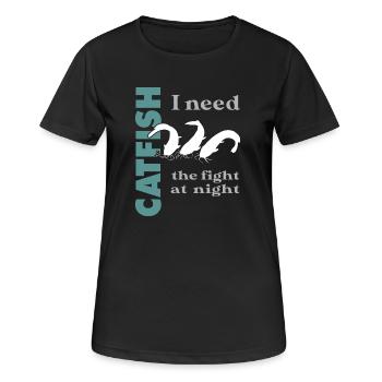 Wels fischen Kampf mit dem starken Wels - Frauen T-Shirt atmungsaktiv - Schwarz - Vorne - AI Model Female 172 light (172cm)