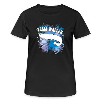 Wels Waller fischen Wels auf Farbklecksen - Frauen T-Shirt atmungsaktiv - Schwarz - Vorne - AI Model Female 172 light (172cm)