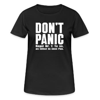 DON'T PANIC – The First Rule - Women's Breathable T-Shirt - black - Front - AI Model Female 172 light (172cm)