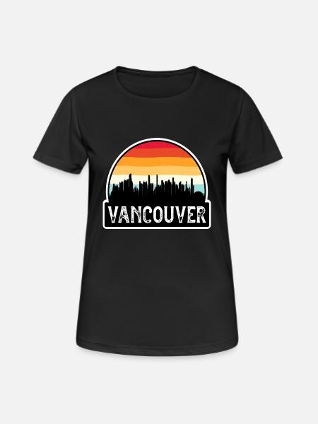 Vancouver-Kanada-Flaggen-Skyline-Reisesouvenir - Frauen T-Shirt atmungsaktiv - Schwarz