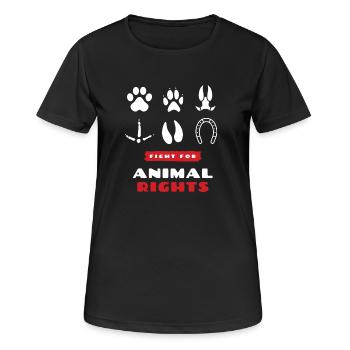 animal rights - Frauen T-Shirt atmungsaktiv - Schwarz - Vorne - AI Model Female 172 light (172cm)